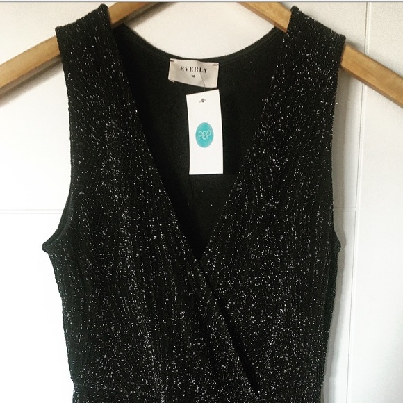 NWT Everly Black Glitter A-Line Dress - Picture 2 of 3